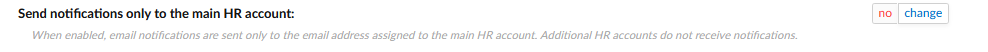 Notify setting only for the main HR account.