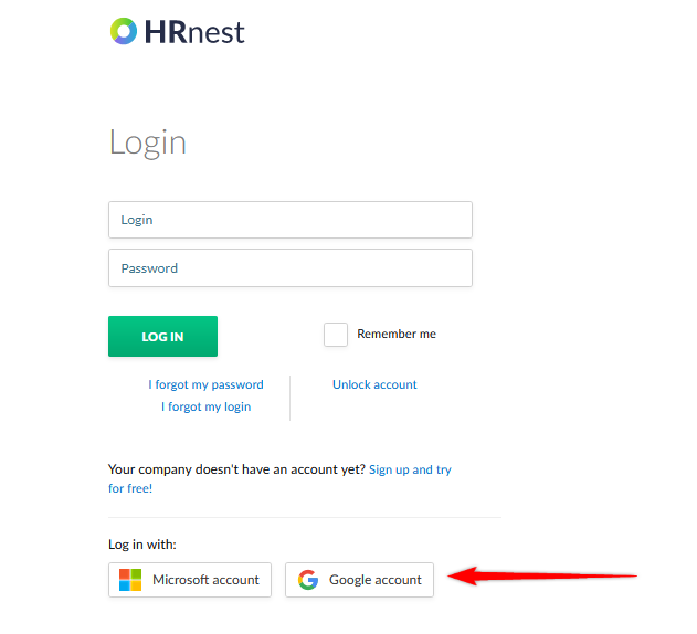 Entering the login page of the HRnest system.