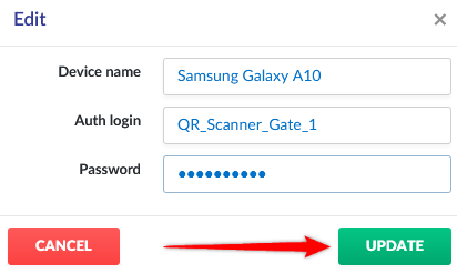 Adding the device name and defining the access data.