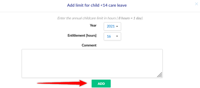 Completing the childcare form.